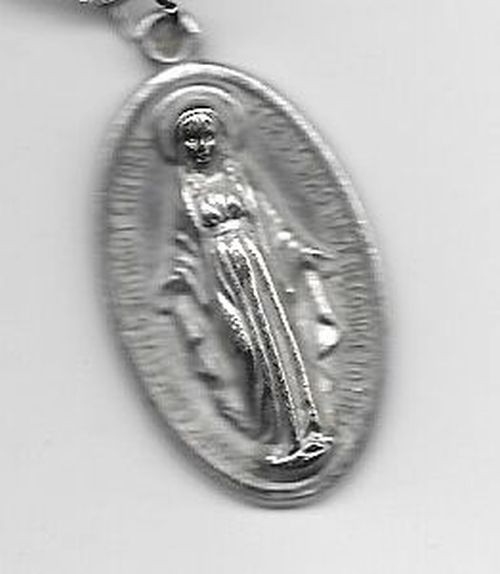 Aluminum Miraculous Medal Christian Pendant on a 20 Inch Chain (A)