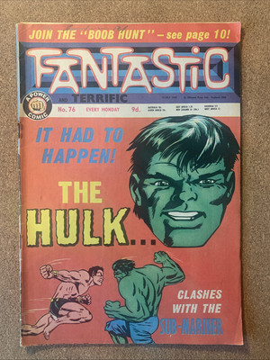 Fantastic UK Weekly #76 FN Hulk vs Sub-Mariner from Tales To Astonish #100 1968