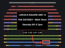 4x The Odyssey 70mm IMAX Tickets AMC Lincoln Sq NYC SAT 9/5 2PM Row L LABOR DAY