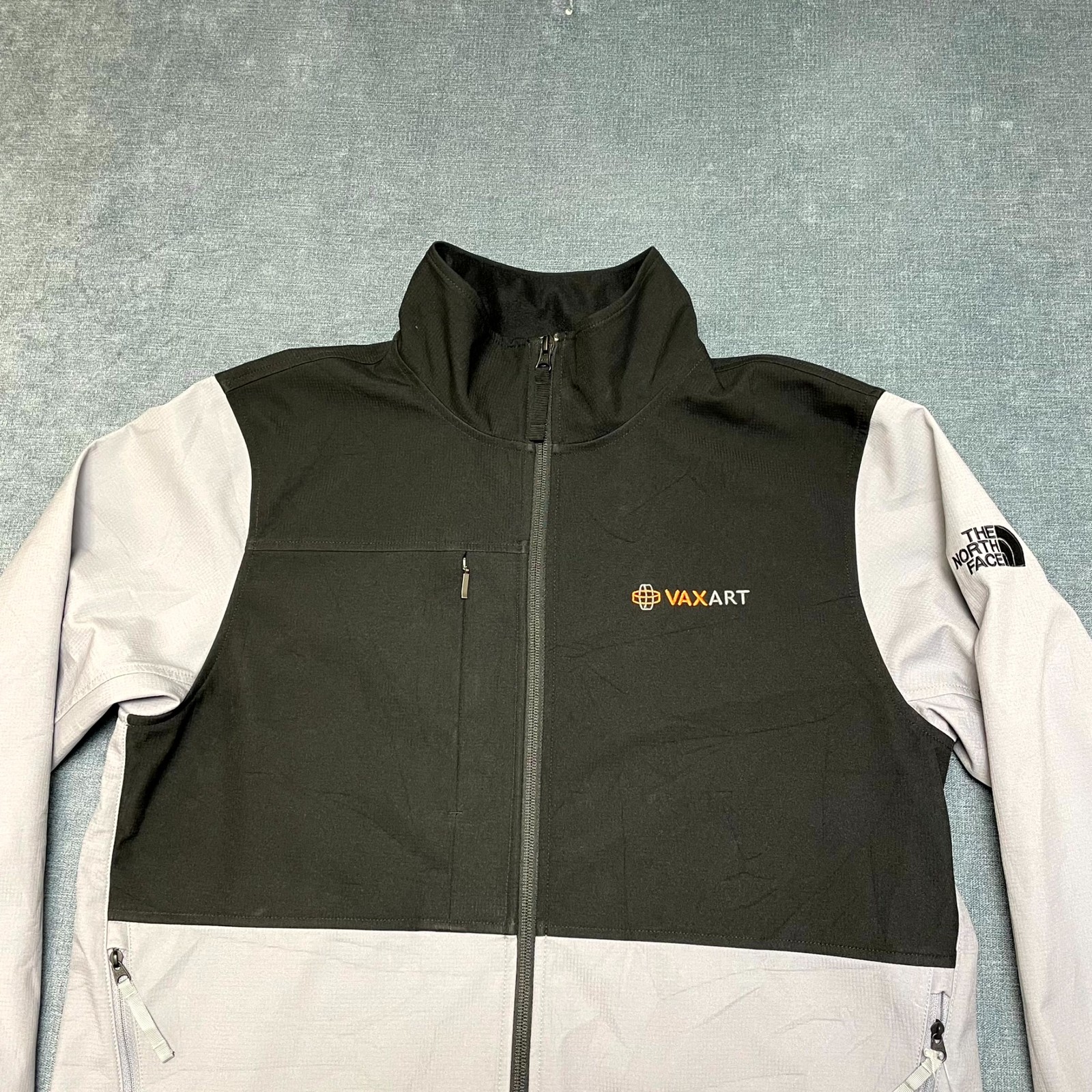 The North Face Vaxart Jacket Mens M Black Gray Full Zip Mock Neck Outdoor Winter thumbnail 2