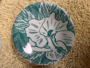 Wallace China green Hawaiian Hibiscus butter pats 8. Vitrified China