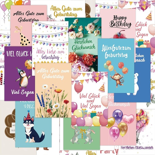 Geburtstagskarten Set 25 StüCk Mit UmschläGen Und Aufklebern Geschenkidee-image