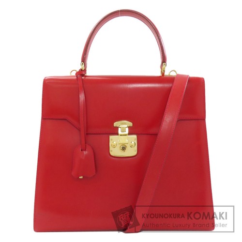 Gucci 2Way Leather Handbag Red Used From Japan
