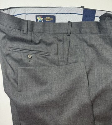 Hart Schaffner Marx Dress Pants Mens 42R Gray Wool Flat Front Classic Slacks 