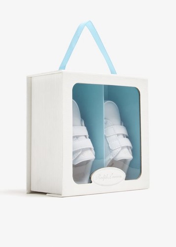 Ralph Lauren White and Pink Baby Sneakers Heritage Court II EZ sneakers size 4 - Picture 3 of 9