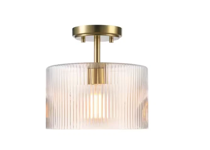 Globe Electric Suzie 1 luz 10 pulgadas Lámpara de techo semi-enjuagada de latón mate Foto 2 de 4