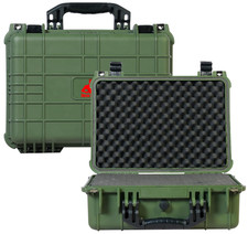 16x12.8x6.8in Waterproof Hard Camera Case w/ Foam for Drones & Gear, Green