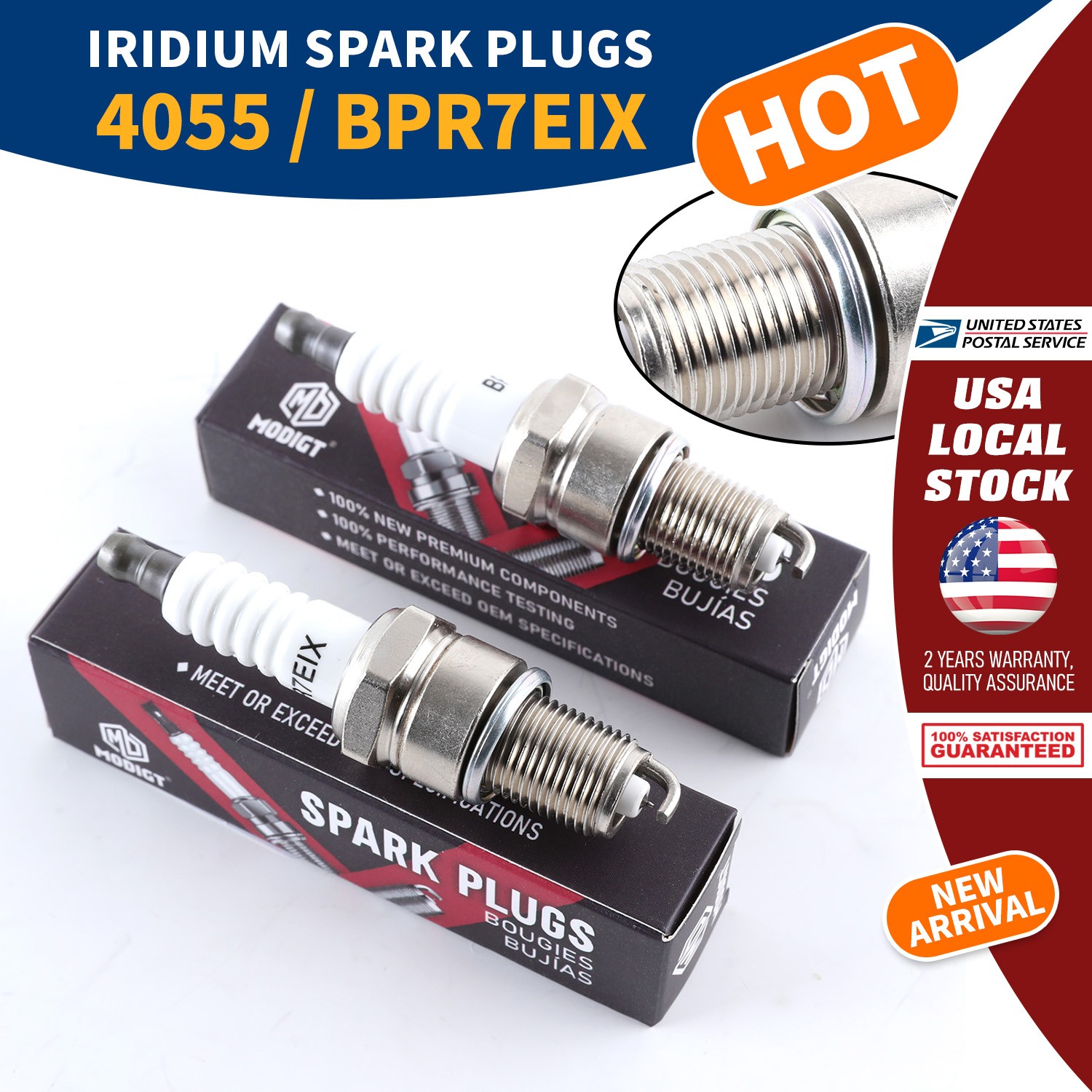 4 pcs High Standard Performance Spark Plugs BPR7EIX # 4055 For Yamaha Suzuki BMW