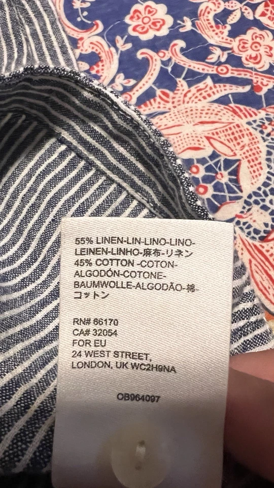 Mameluco Anthropologie Azul Blanco Rayas Talla 4 Seersucker Mezcla de Lino Corbata Frontal Foto 4 de 4