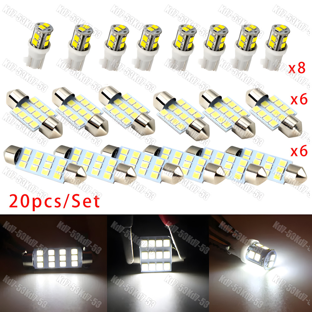 For Honda 20pcs LED Interior Lights Bulbs Kit Car Trunk Dome License Plate Lamps