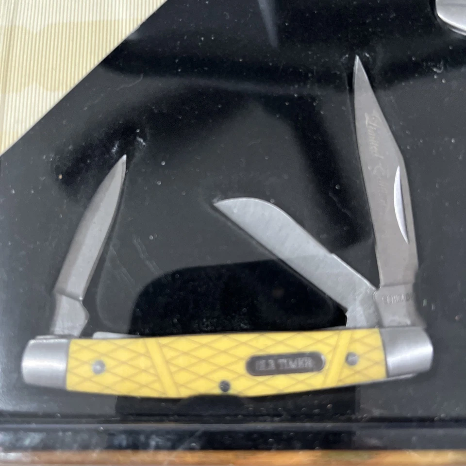 Schrade Old Timer Limited Edition 3 Knife Set Yellow Handle New - Image 2 of 4