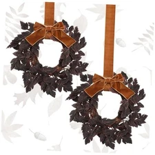 Mini Plum Cimicifuga Seeded Wreath Fake Artificial Cimicifuga Leaf Wreath