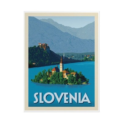 Slovenia Travel Poster Rolled Poster | Lake Bled Vintage Print