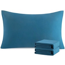 2 Standard Pillow Covers, Hotel Grade Microfiber, Wrinkle Free, Teal Blue