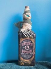 Halloween Glass Witch Potion Bottle Hand Crafted Apothecary Rustic One of a Kind