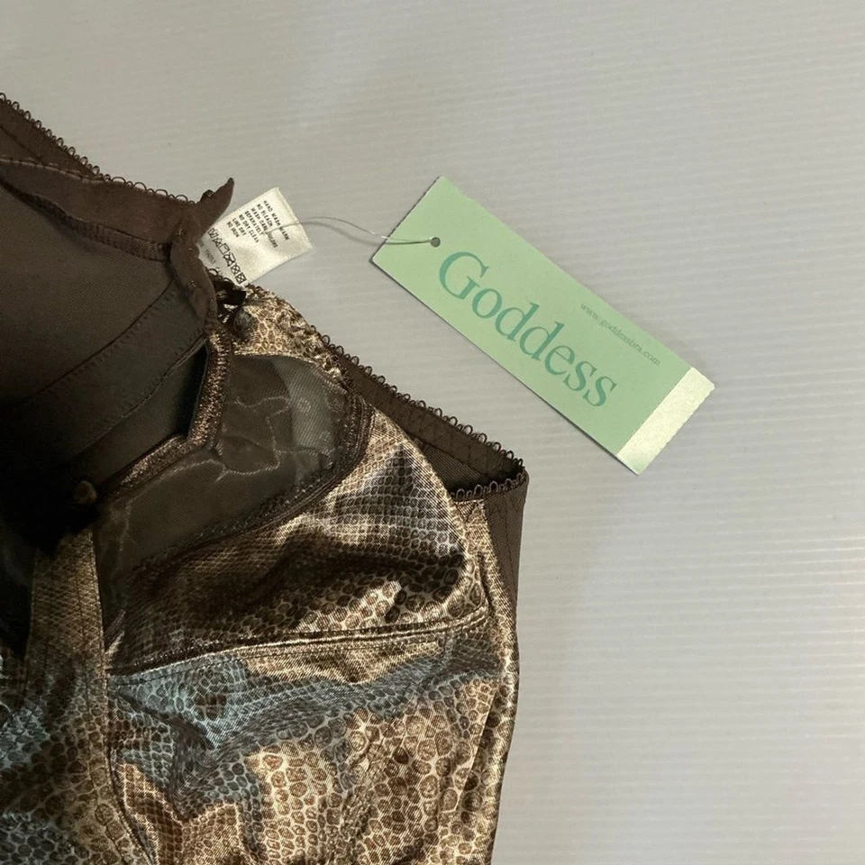 Lencería Goddess marrón brillante y dorada 50B Foto 4 de 4
