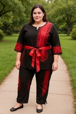 Size 12/14 Handmade West African 2-Piece Festival Wear With Cotton Tunic  Pants