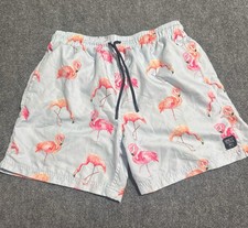 Spicy Tuna Men's L Flamingo Swim Trunks Blue Pink Lined