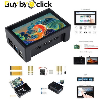 4,3 Zoll DSI LCD Touchscreen für Raspberry Pi 4B   Mit Schutzgehäuse, 800x480