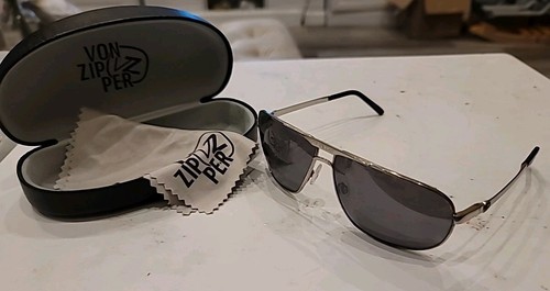 VonZipper Adult Skitch Wireframe Vintage Gray Grey Chrome Sunglasses Case Cloth - Picture 3 of 19