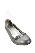Cole Haan Womens Patent Leather Buckle Detail Ballet Flats Shoes Silver Size 8B