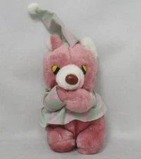 Vintage 1960s Dan Brechner : PINK BEDTIME BEAR Plush Stuffed Animal (VG) nitecap