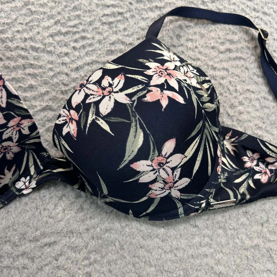 Sujetador push up Tahari 34B acolchado Boost Lift negro floral Foto 2 de 4