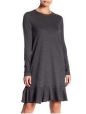 Zara Trafaluc Womens Sz Medium Lightweight Sweatshirt Dress Charcoal Gray Peplum
