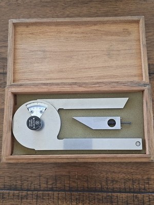 Vintage Mitutoyo 187-201 Stainless Steel Universal Bevel Protractor Set w Case