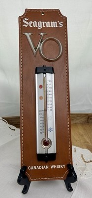 Vintage Advertising Seagram s VO Canadian Whisky Wall Thermometer Faux Leather