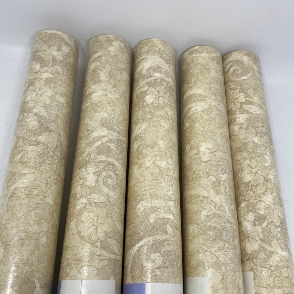 5 rollos de papel tapiz REVESTIMIENTOS DE PAREDES NUEVOS DE COLECCIÓN 20,5” X 11 yardas flores patrón tostado 31112 Foto 2 de 4