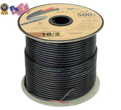 500 Ft. 18AWG Low Voltage LED Cable 2 Conductor Outdoor Rated Black