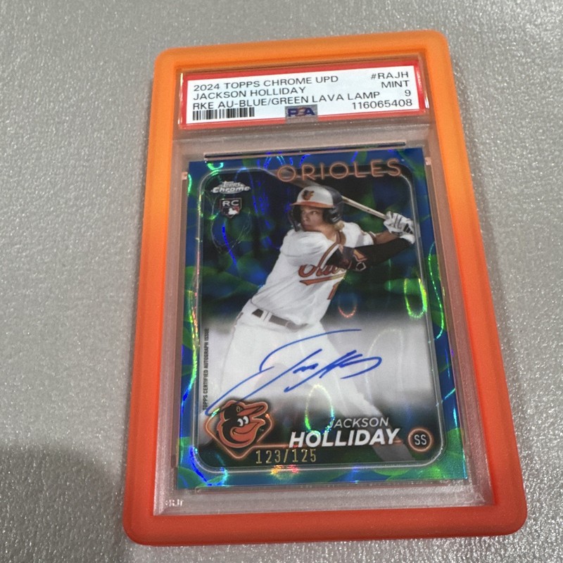 Topps Chrome Update Jackson Holliday RC Auto Blue/Green Lava Lamp /125 PSA 9