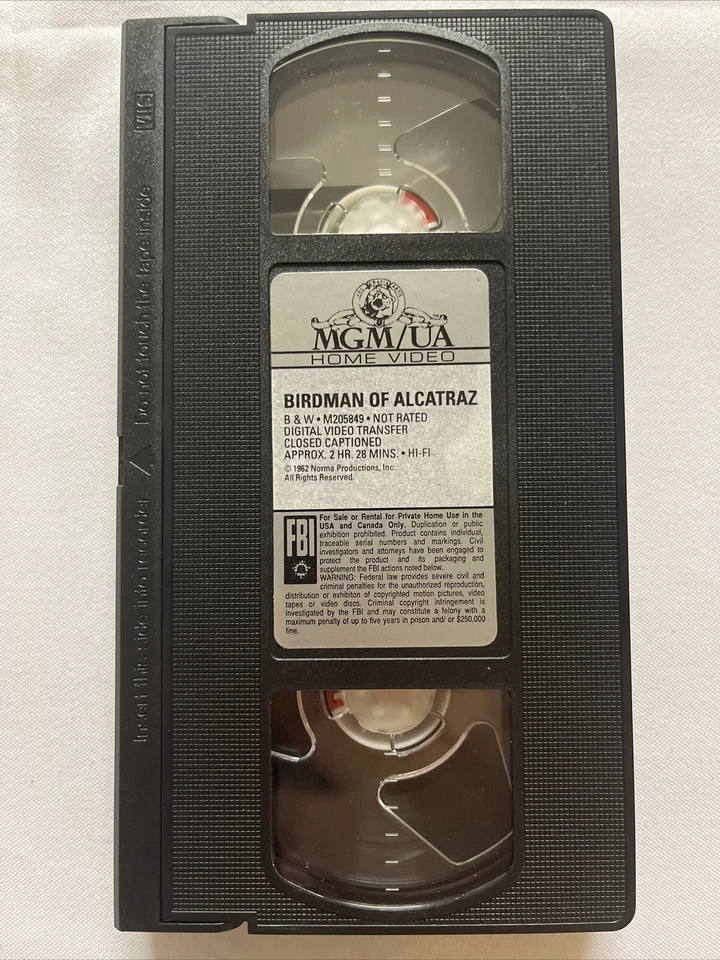 1962 BIRDMAN OF ALCATRAZ VHS Tape, COMPLETE/TESTED SEE PHOTOS (VHS3) Foto 3 de 4