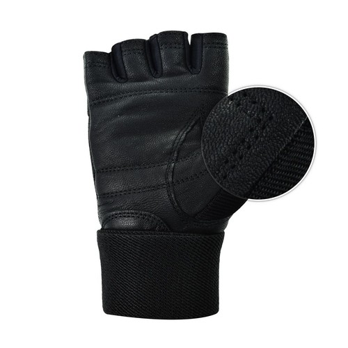 GUANTES DE GIMNASIO DE ENTRENAMIENTO AGARRE DE CUERO ENTRENAMIENTO CULTURISMO FUERZA POTENCIA - Imagen 4 de 6