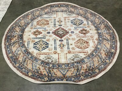 IVORY / BROWN 6'-7'' X 6'-7'' RD Flaw in Rug, Reduced Price 1172661203 BIJ653A-7R