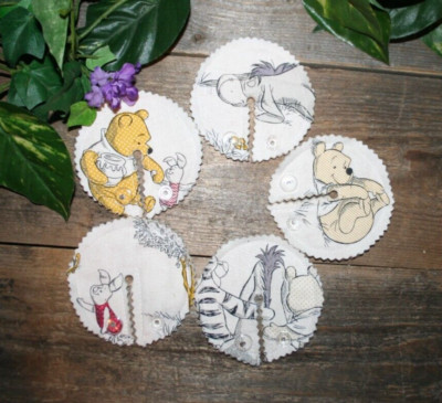 3.25 G-tube pads, Mic-key Button Feeding Tube Pads, Pooh and friends #1 set of 5