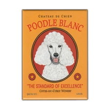 Retro Pets Magnet, Poodle Blanc Winery, Poodle Dog (White), 2.5" x 3.5"