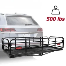 58'' Cargo Carrier Hitch Mount Folding Cargo Basket Rack For Car SUV Camping