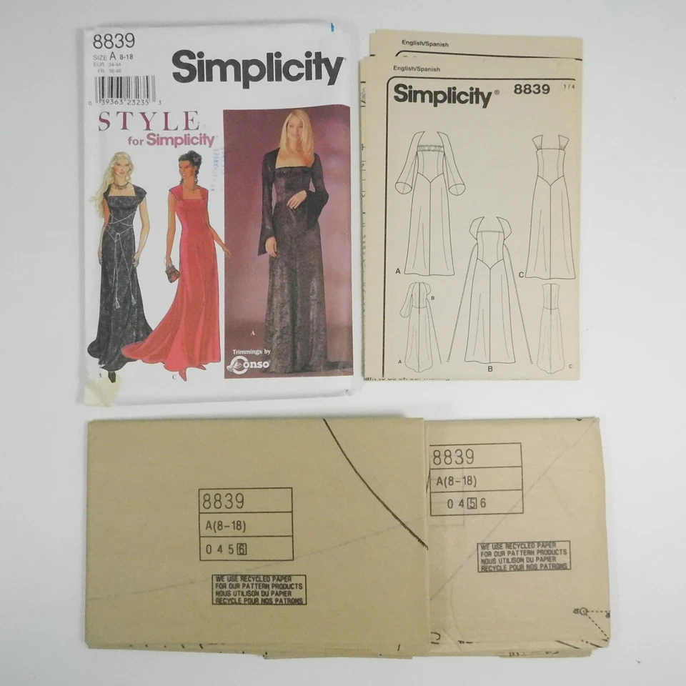 Simplicity 8839 Misses Dresses Pattern Size 8-18 Uncut Flared Drop Waist Gown - Image 2 of 4