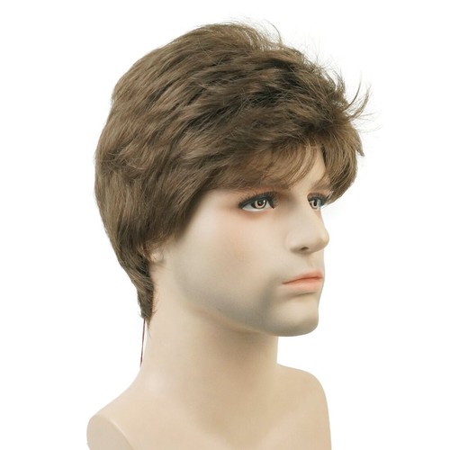 Mens Natural Short Straight Wigs Real Male Full Hair Wig Party Cosplay Toupee - Picture 3 of 69
