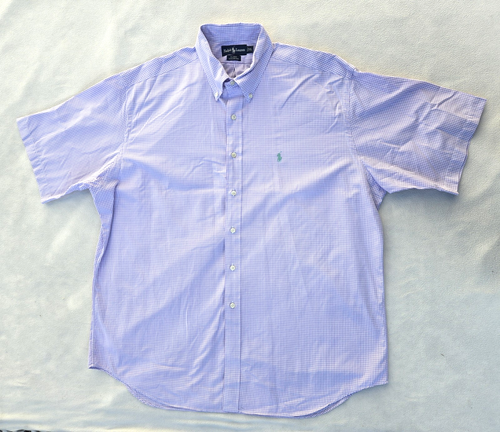 Polo Ralph Lauren Mens XL Gingham Blake Button-Down Shirt Short Sleeve Cotton
