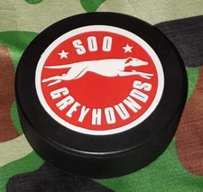 SOO GREYHOUNDS OHL VICEROY MFG. VINTAGE PUCK MADE In Canada 🇨🇦 ONTARIO LEAGUE 