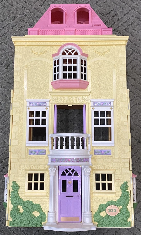 Vintage 1990s Fisher Price Loving Family Folding Doll House | Yellow Pink Girls - Image 4 of 4