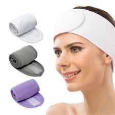 3-Pack Spa Facial Headbands – Soft Hair Wraps for Face Wash, Makeup, Skincare