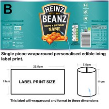 Heinz Baked Beans Beanz Full Label Cake Topper Personalised Edible Icing