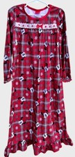 Disney Mickey Mouse Girls Red Plaid Flannel Nightgown Pajama Size 6 VGUC