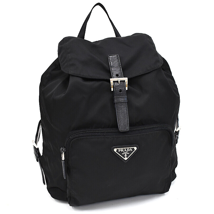 Used Prada Backpack Rucksack Bz4650 Triangle Plat… - image 1