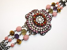 Trendi Bijoux Crystal Rhinestone Beaded Flower Bracelet 0802 Made in Italy