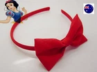 Women Girl School Red Chiffon lace Bow Snow white Party Xmas Hair band Headband